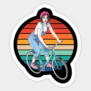 Girl Cyclist Female Bicycle Rider Bike Lover Gift Sticker